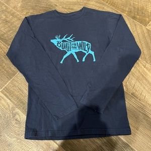 Yeti T-Shirt Mens Small (S)Long Sleeved Built For The Wild Blue Elk Cotton Blend